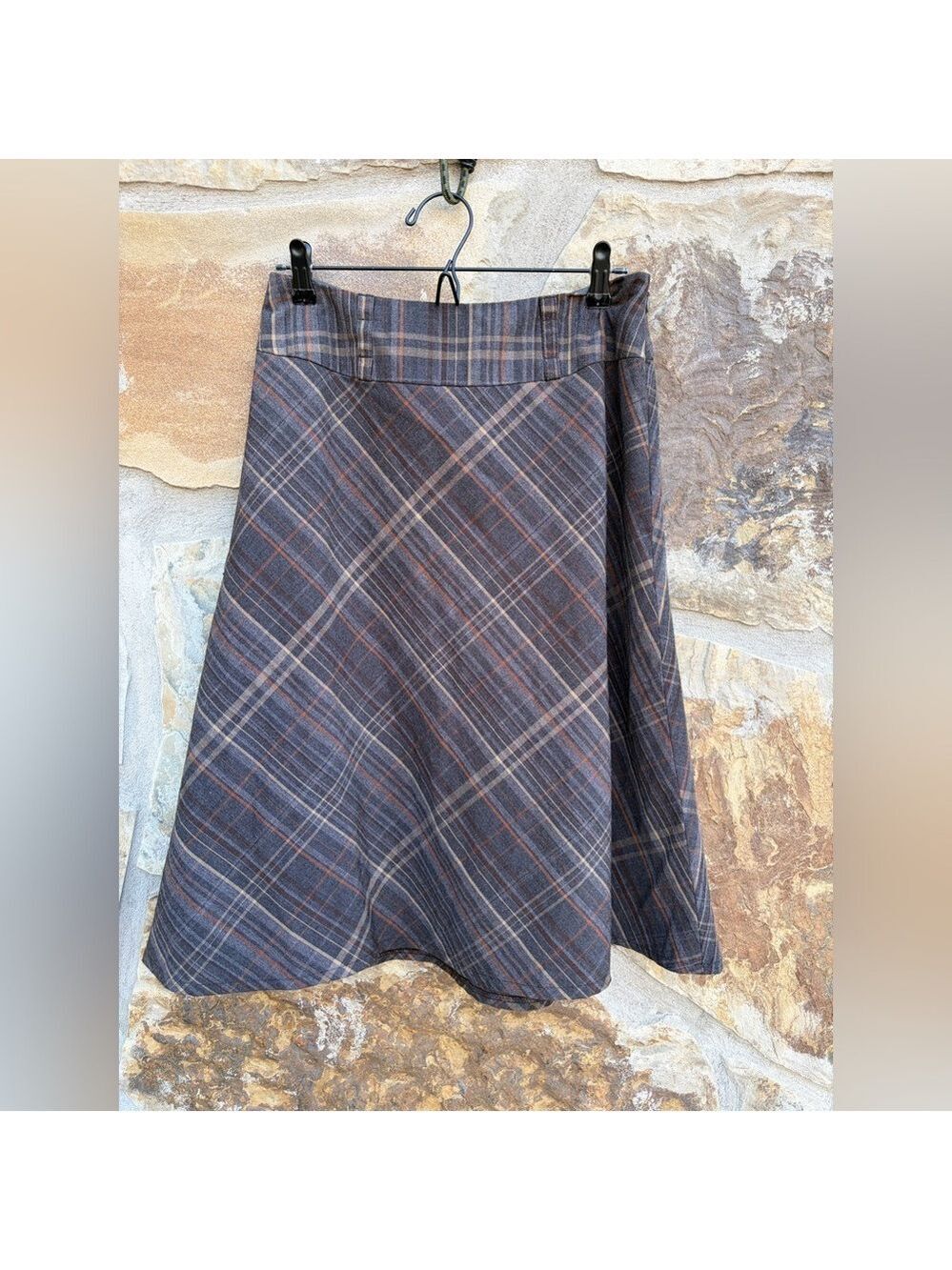 Vintage East 5th Y2K A-Line Plaid Midi Skirt Fall Career Office Dark Academia